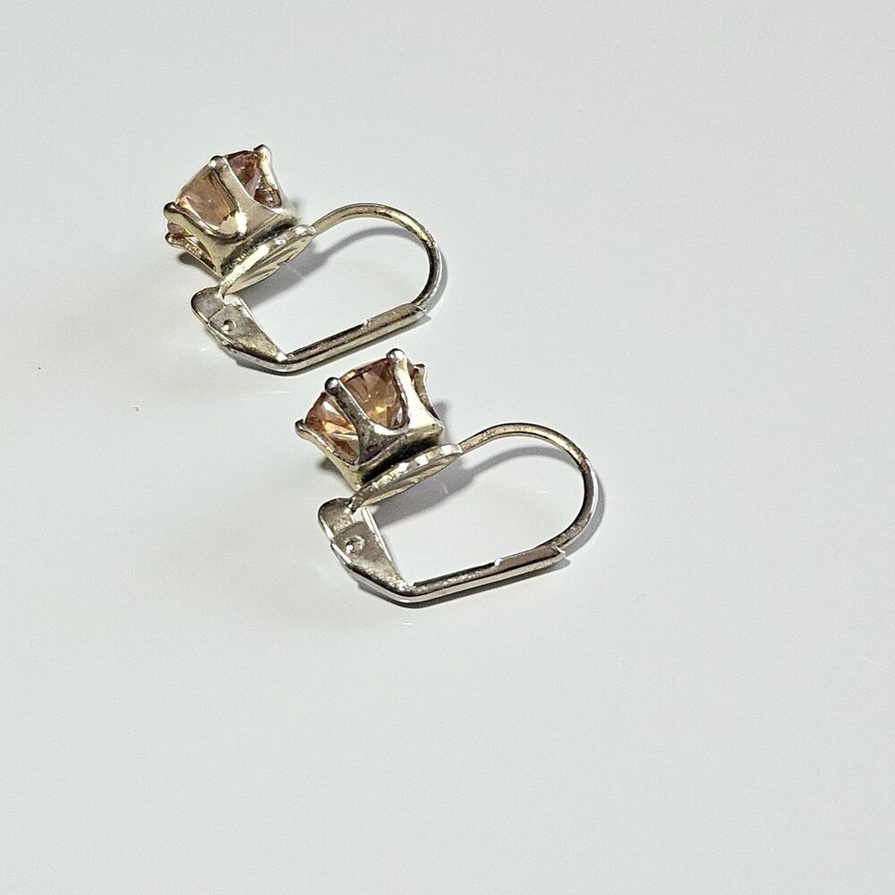 **Last Chance!!Final Sale** Gold Tone Champagne Colored Rhinestone Leverback Ear - Picture 6 of 8